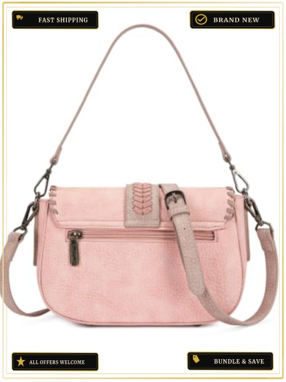 Wrangler Western Shoulder Bag Women Flap Crossbody Purse Whipstitch Fringe Faux - Picture 4 of 6